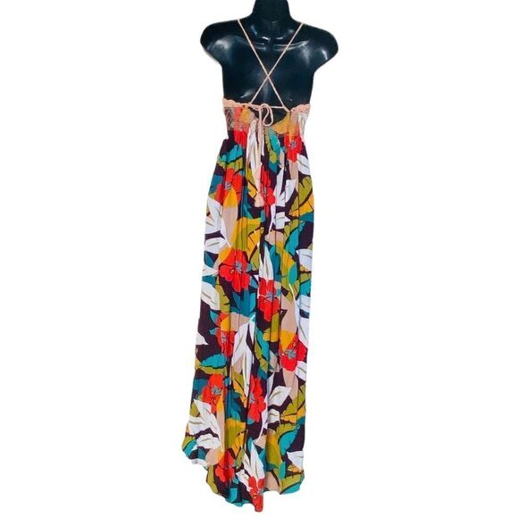 ASTR The Label Paola Crochet Top Tropical Print Maxi Dress Sz S - Picture 5 of 12